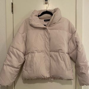 Mekoreety pale pink long sleeve puffer jacket
